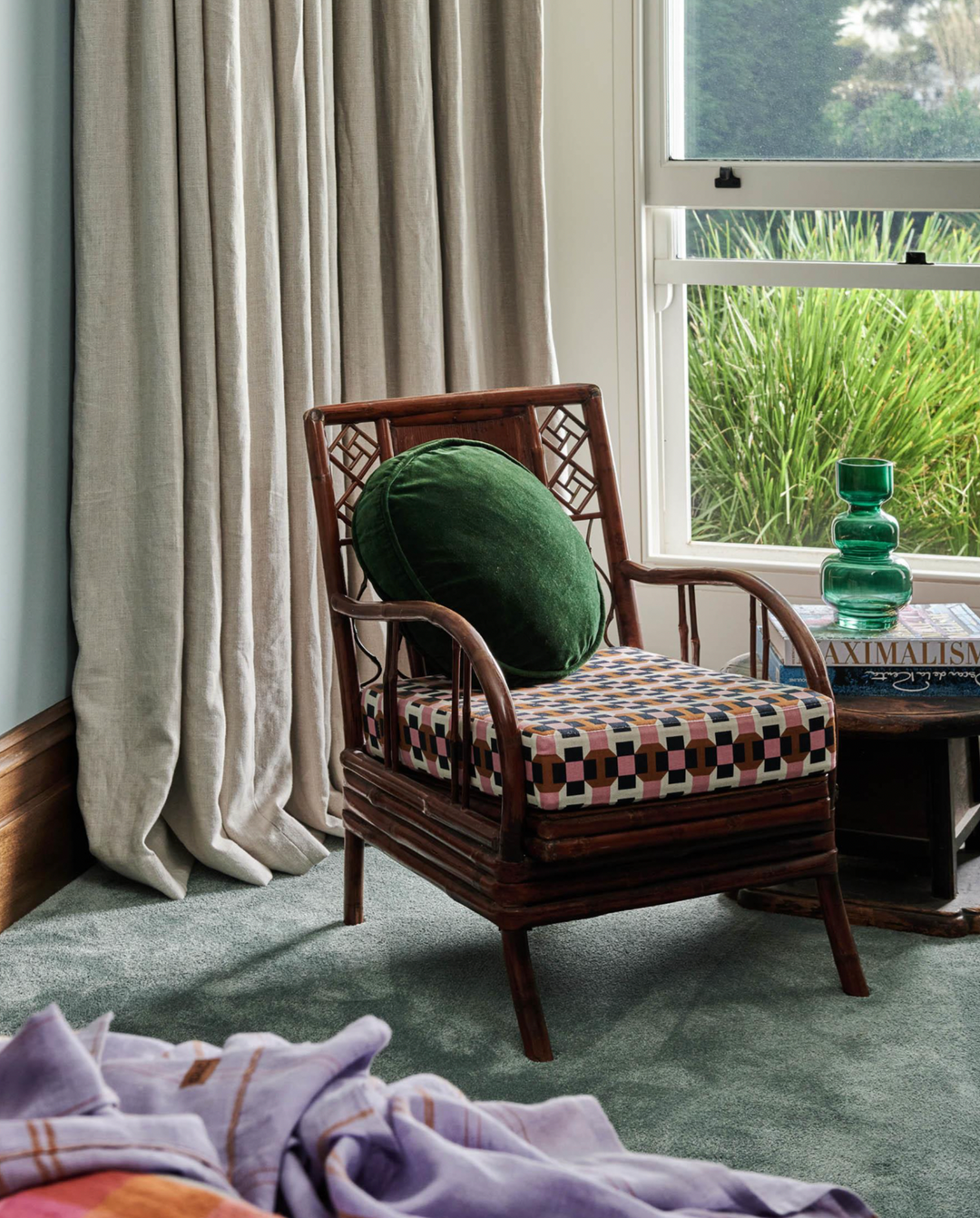 Kip & Co Kombu Green Velvet Pea Cushion