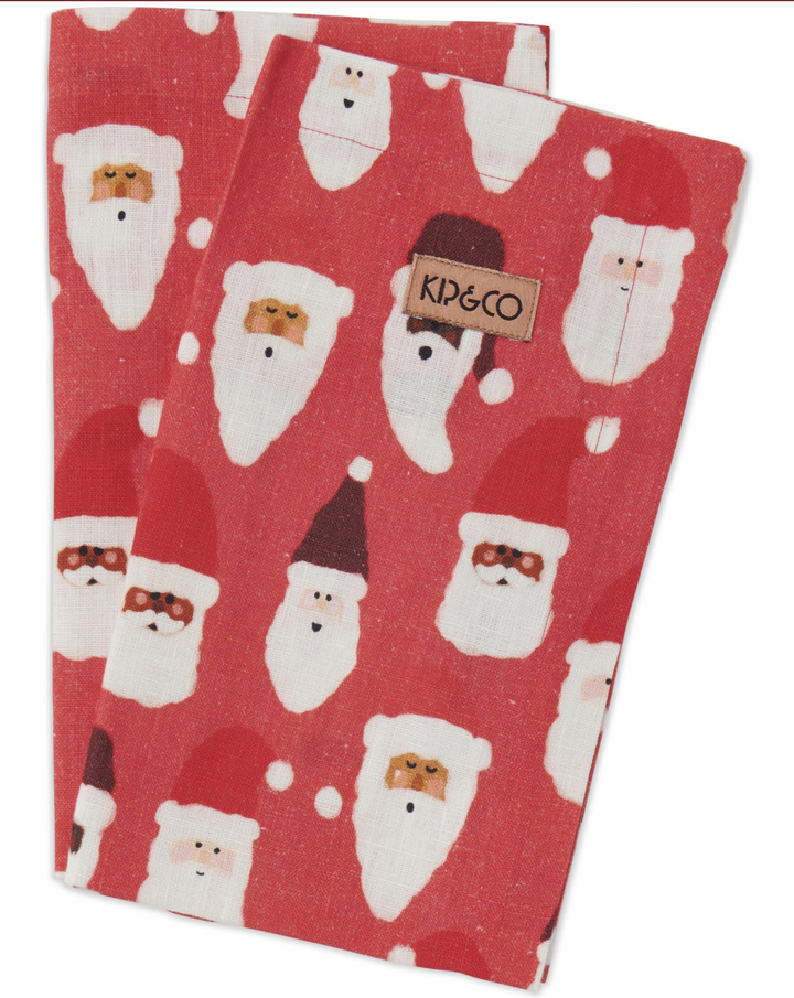 Kip & Co HoHoHo Red Linen 4P Napkin Set