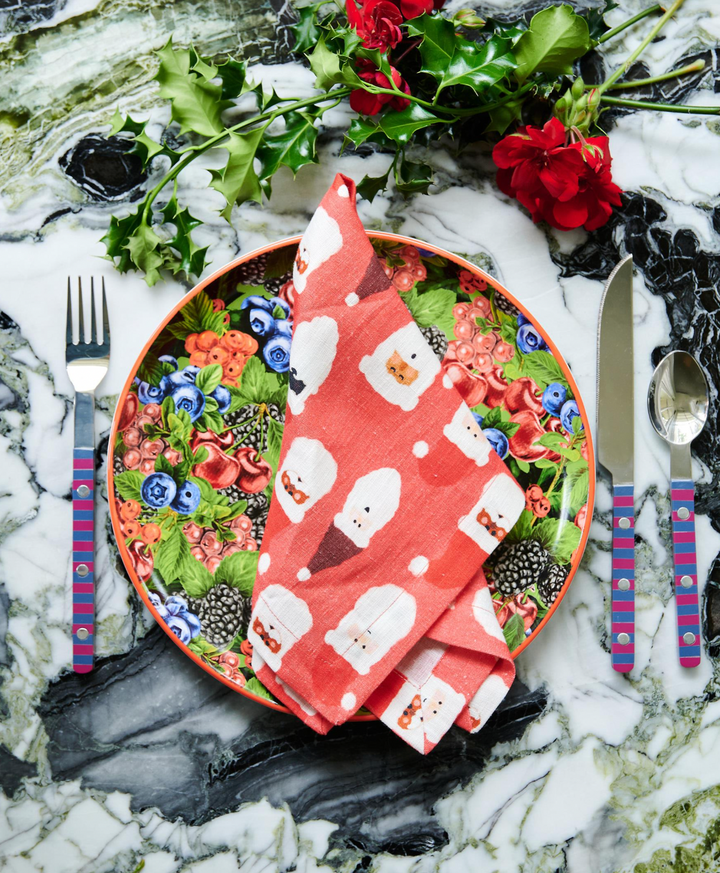 Kip & Co HoHoHo Red Linen 4P Napkin Set