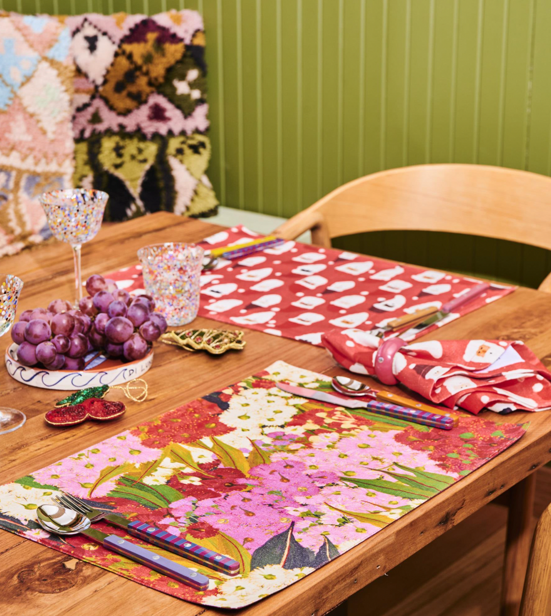 Kip & Co HoHoHo Red Linen 4P Napkin Set