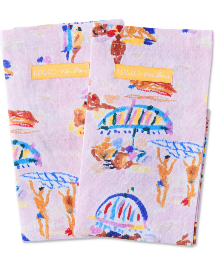 Kip & Co x Ken Done Beach Days Linen 4P Napkin Set