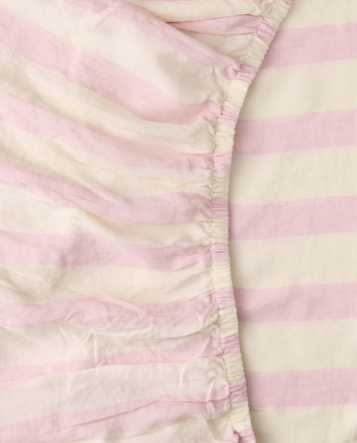 Kip & Co Candy Stripe Linen Fitted Sheet