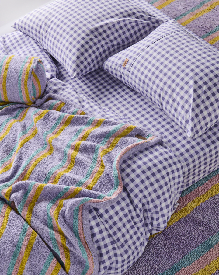 Kip & Co Lilac Gingham Organic Cotton Fitted Sheet
