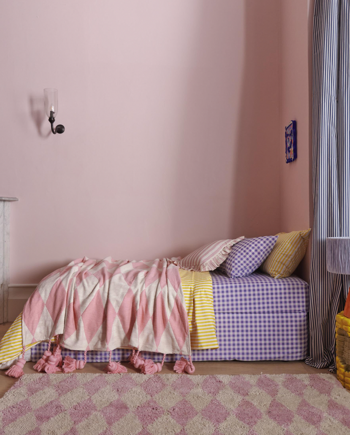 Kip & Co Lilac Gingham Organic Cotton Fitted Sheet