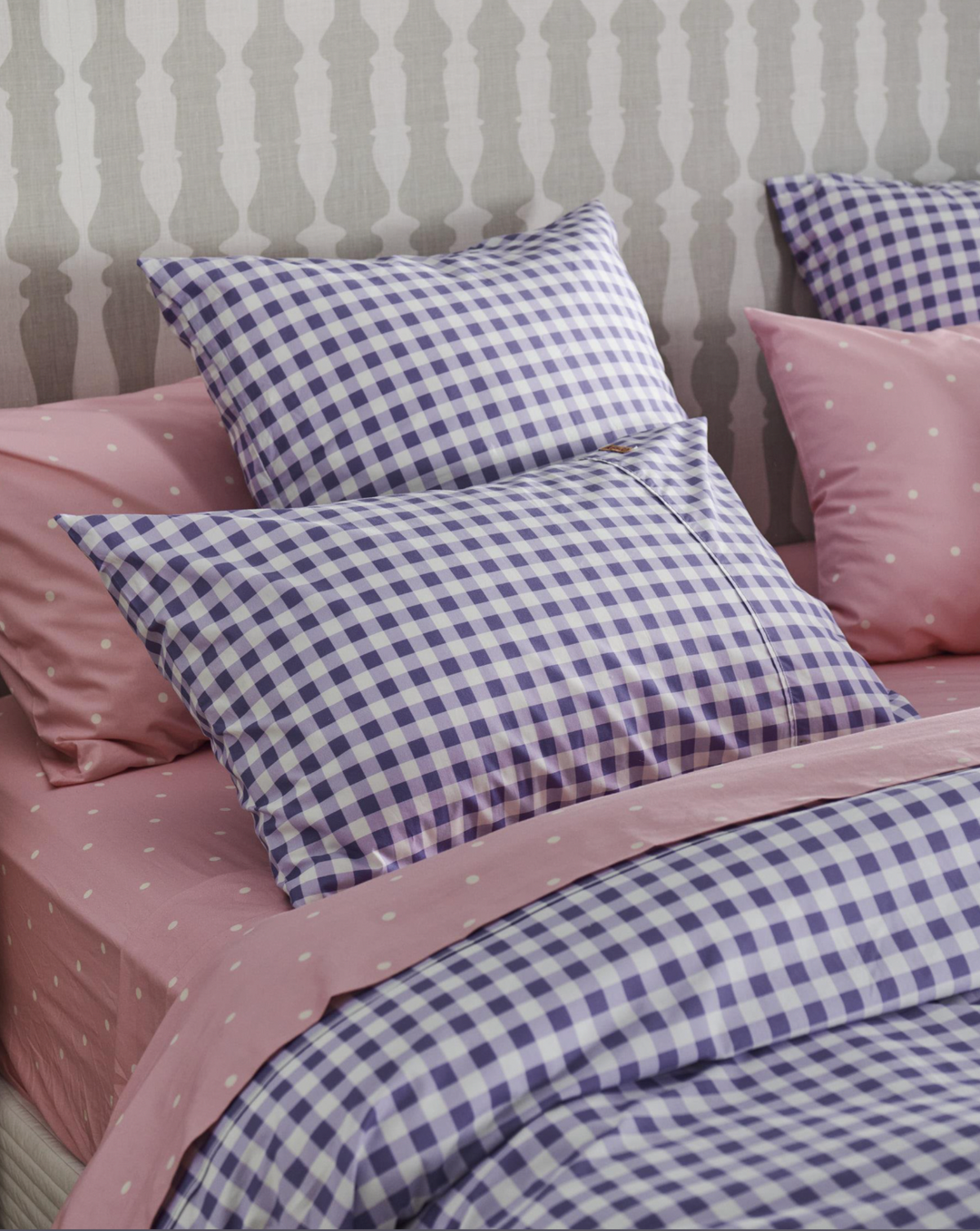 Kip & Co Lilac Gingham Organic Cotton Pillowcases