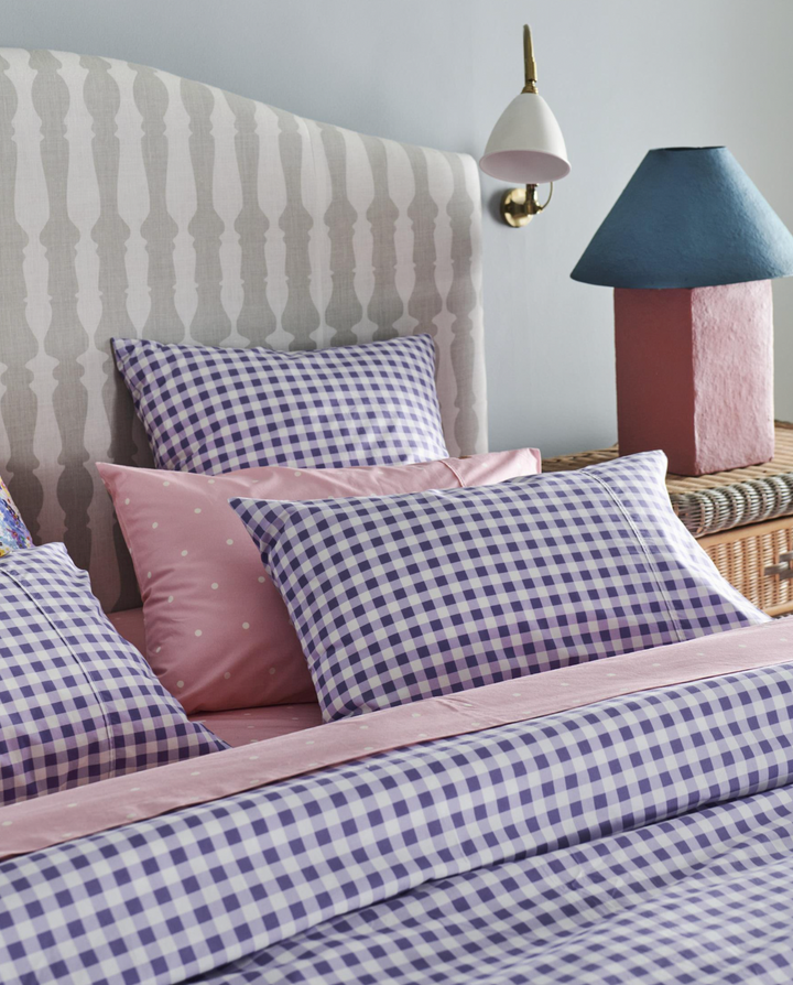 Kip & Co Lilac Gingham Organic Cotton Pillowcases