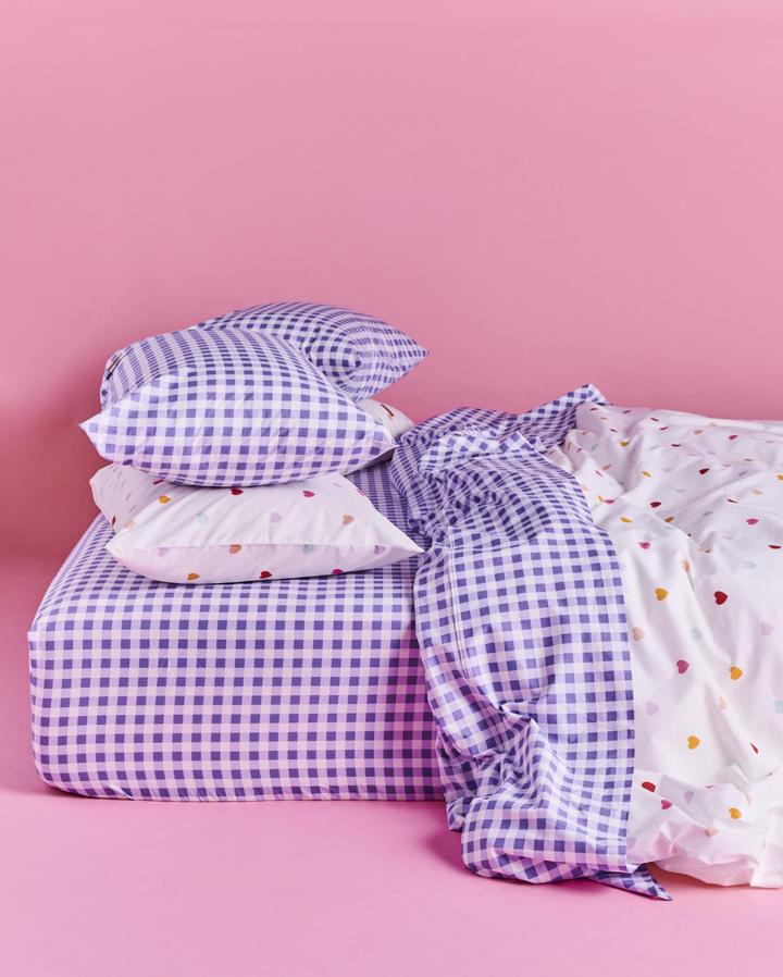 Kip & Co Lilac Gingham Organic Cotton Pillowcases