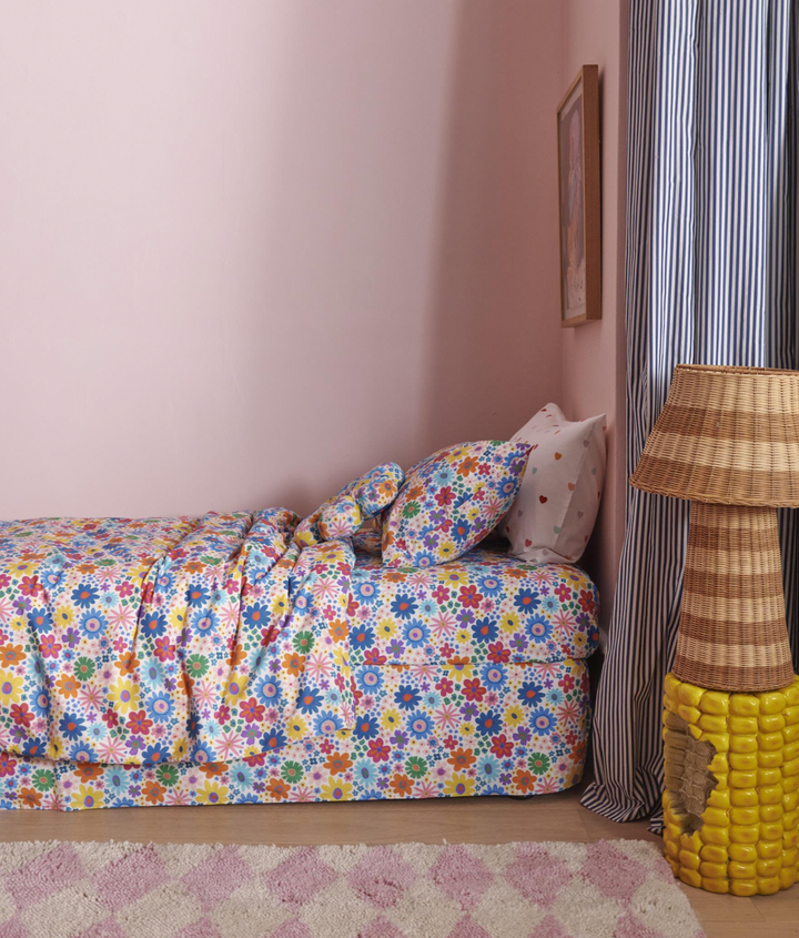 Kip & Co Rainbow Flowers Organic Cotton Pillowcase