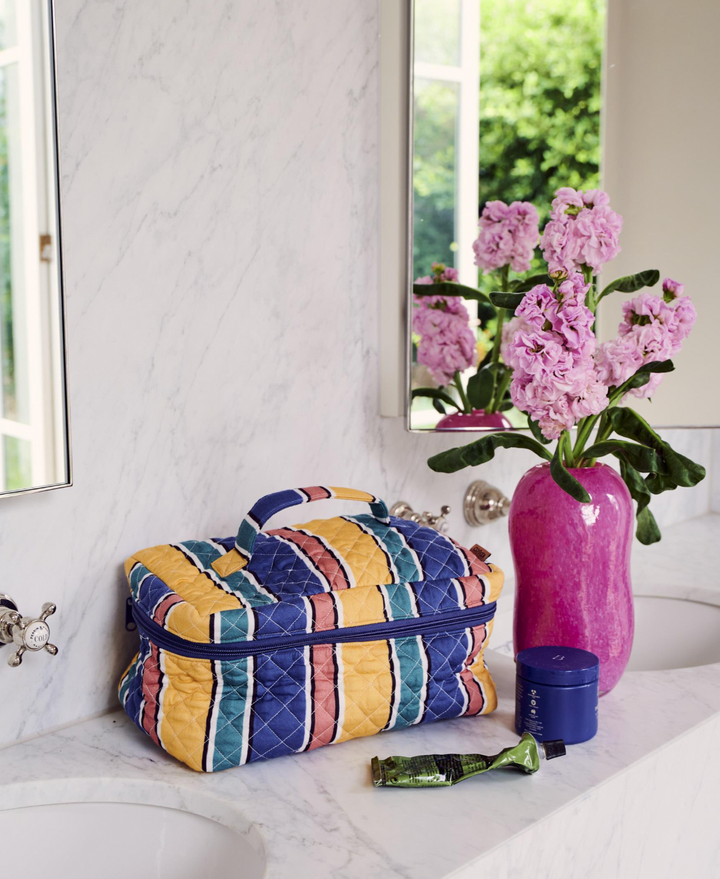 Kip & Co Pinto Stripe Quilted Cotton Toiletry Case