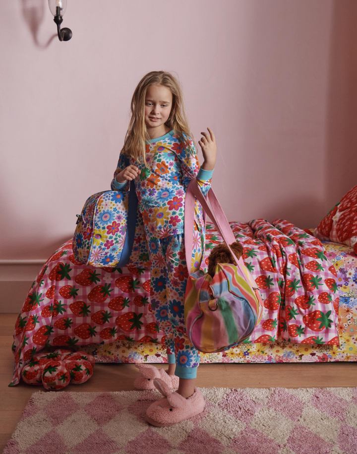 Kip & Co Rainbow Flowers Organic Cotton Long Sleeve Top & Pant Pyjama Set