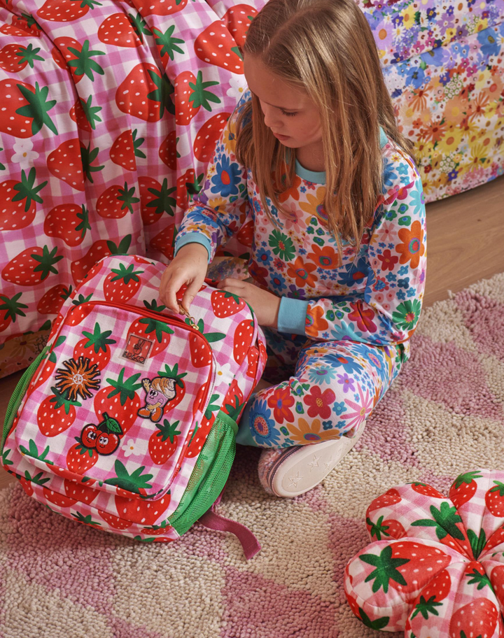 Kip & Co Rainbow Flowers Organic Cotton Long Sleeve Top & Pant Pyjama Set