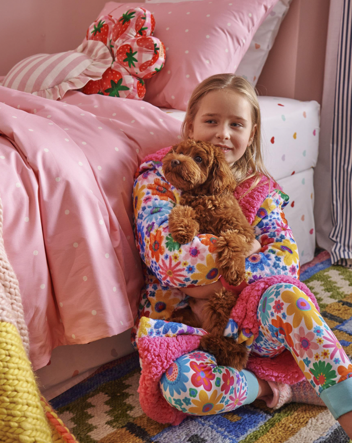 Kip & Co Rainbow Flowers Organic Cotton Long Sleeve Top & Pant Pyjama Set