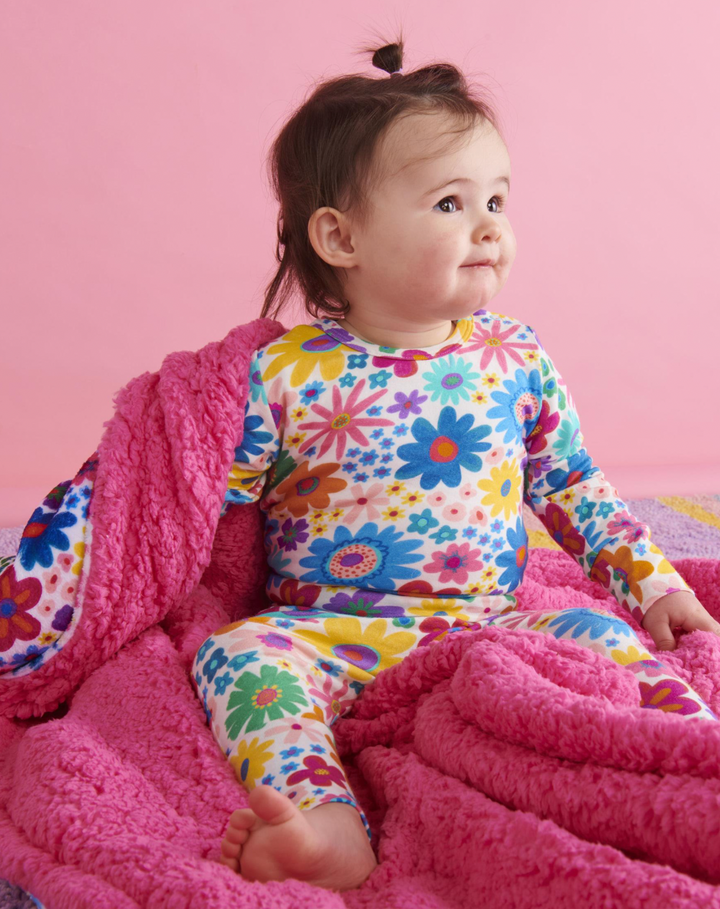 Kip & Co Rainbow Flowers Organic Long Sleeve Romper