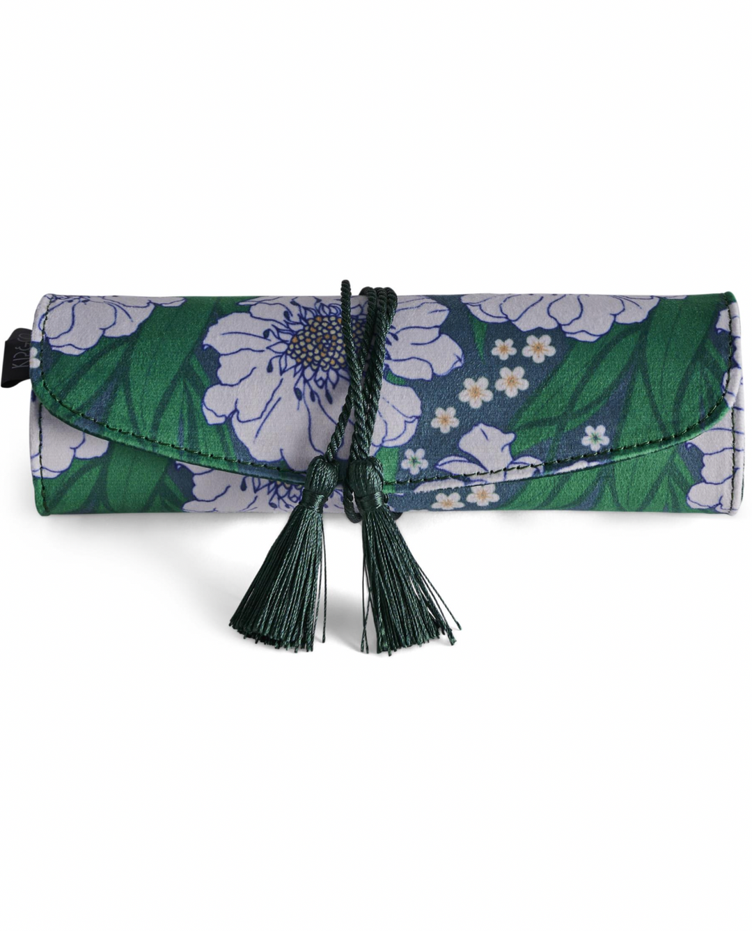 Kip & Co Tumbling Flowers Green Velvet Jewellery Roll