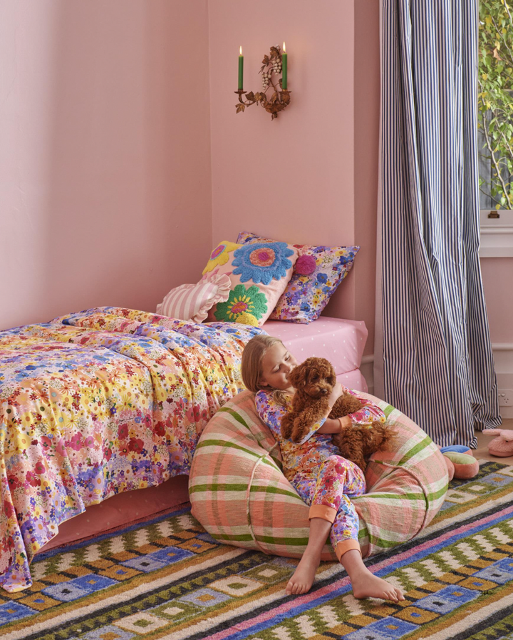 Kip & Co Pistachio Tartan Woven Beanbag