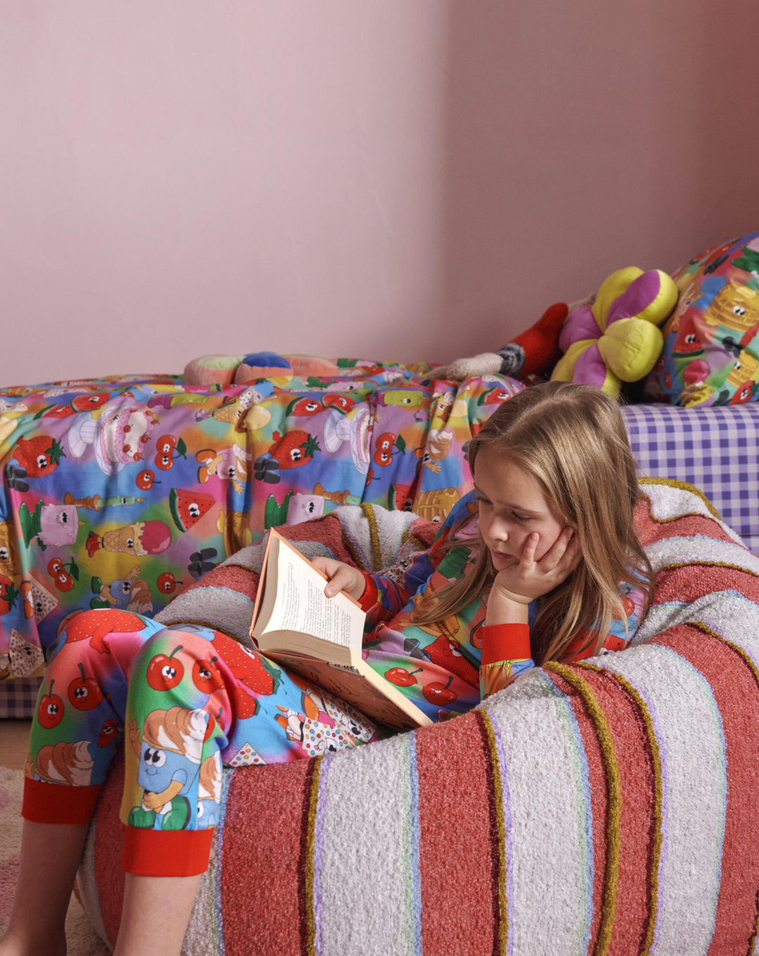Kip & Co Rose Water Stripe Boucle Beanbag