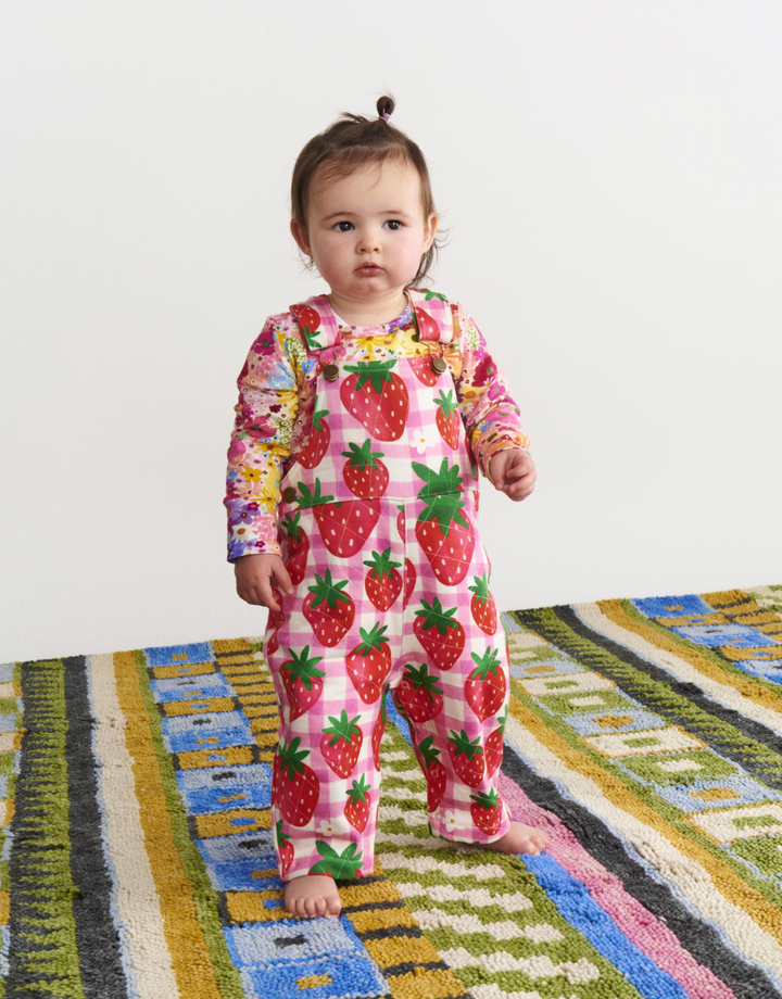 Kip & Co Strawberry Jam Organic Cotton Quilted Fleece Overalls
