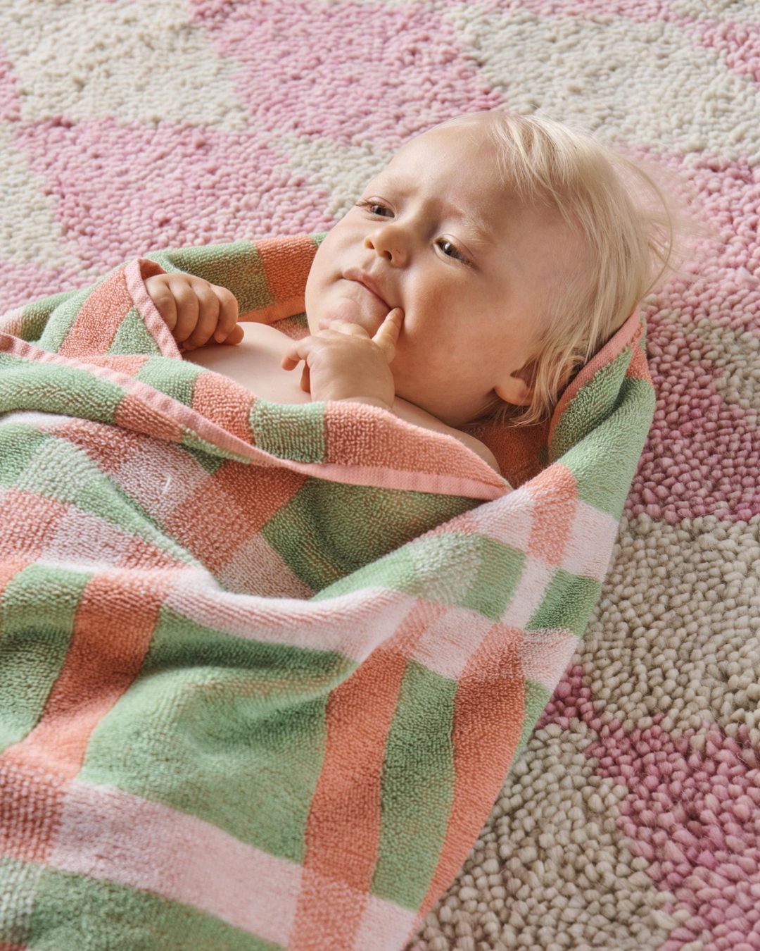 Kip & Co Pistachio Tartan Terry Baby Towel