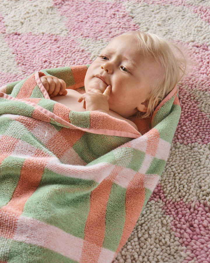 Kip & Co Pistachio Tartan Terry Baby Towel