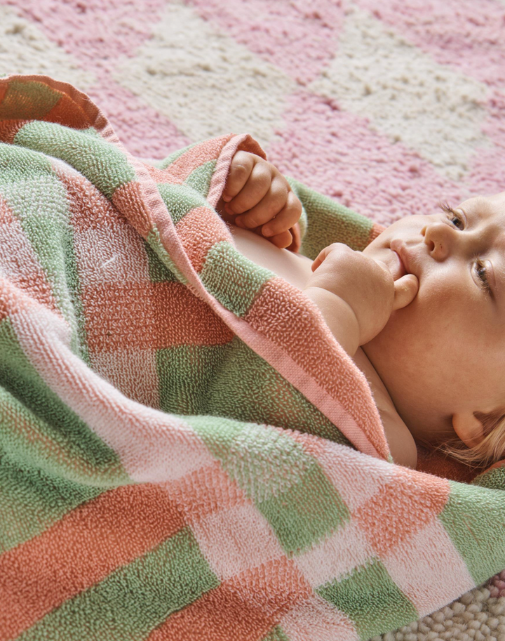 Kip & Co Pistachio Tartan Terry Baby Towel