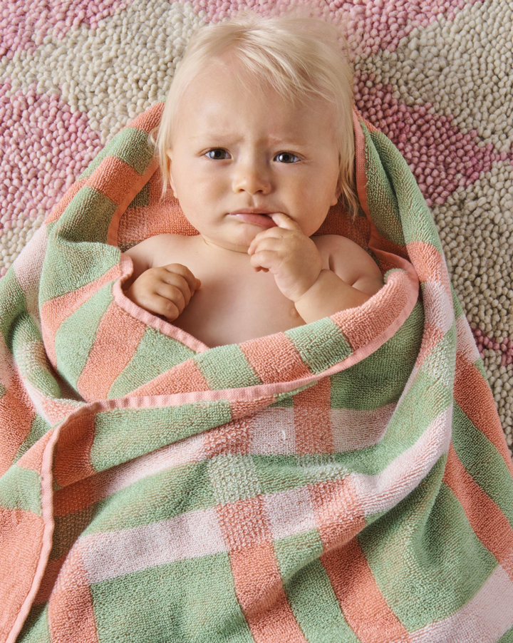 Kip & Co Pistachio Tartan Terry Baby Towel