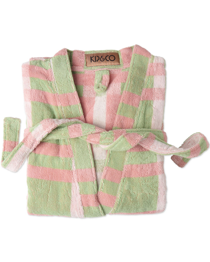 Kip & Co Pistachio Tartan Terry Bath Robe