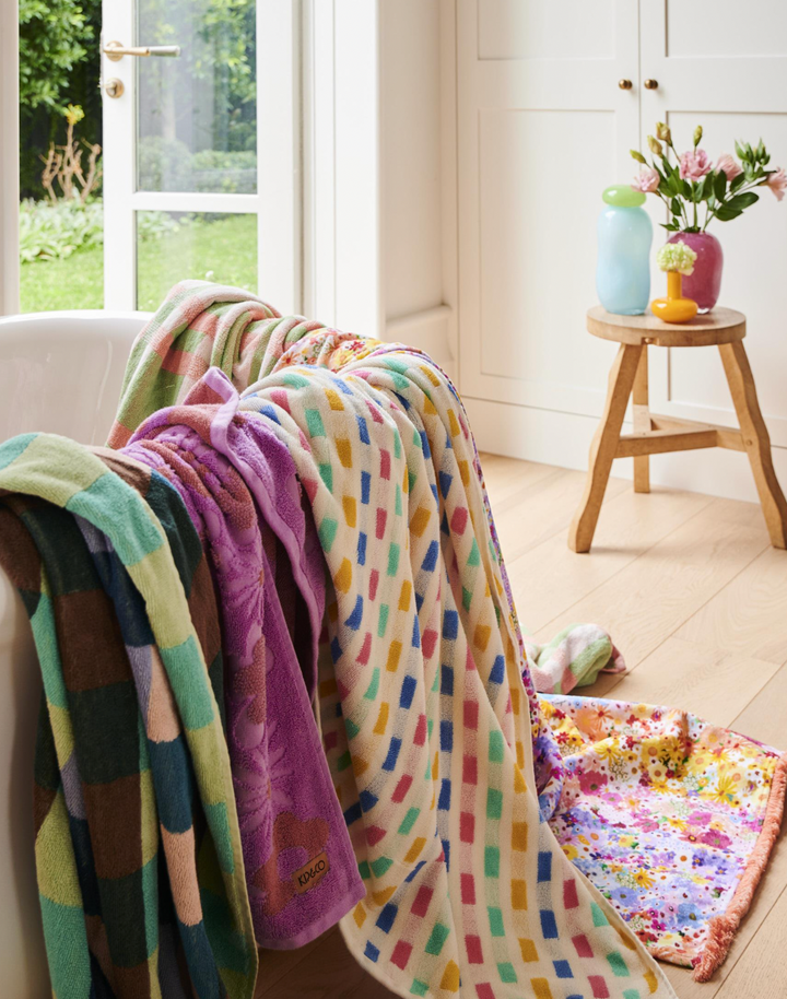 Kip & Co Woodlands Tartan Terry Bath Sheet / Beach Towel