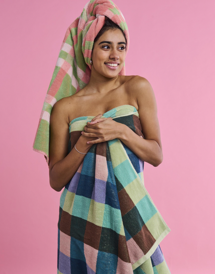 Kip & Co Woodlands Tartan Terry Bath Sheet / Beach Towel