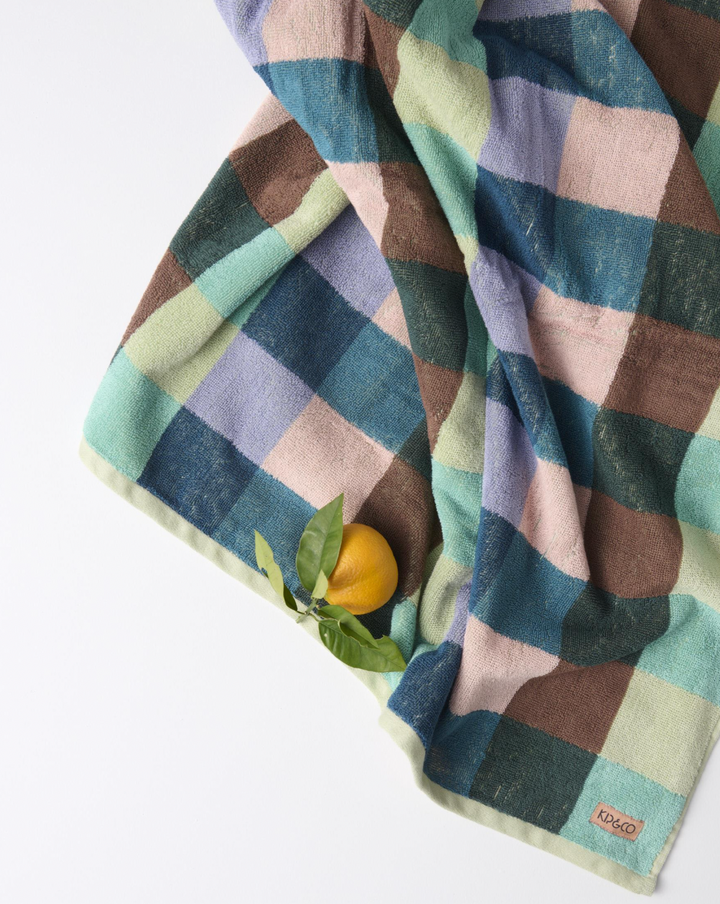 Kip & Co Woodlands Tartan Terry Bath Sheet / Beach Towel