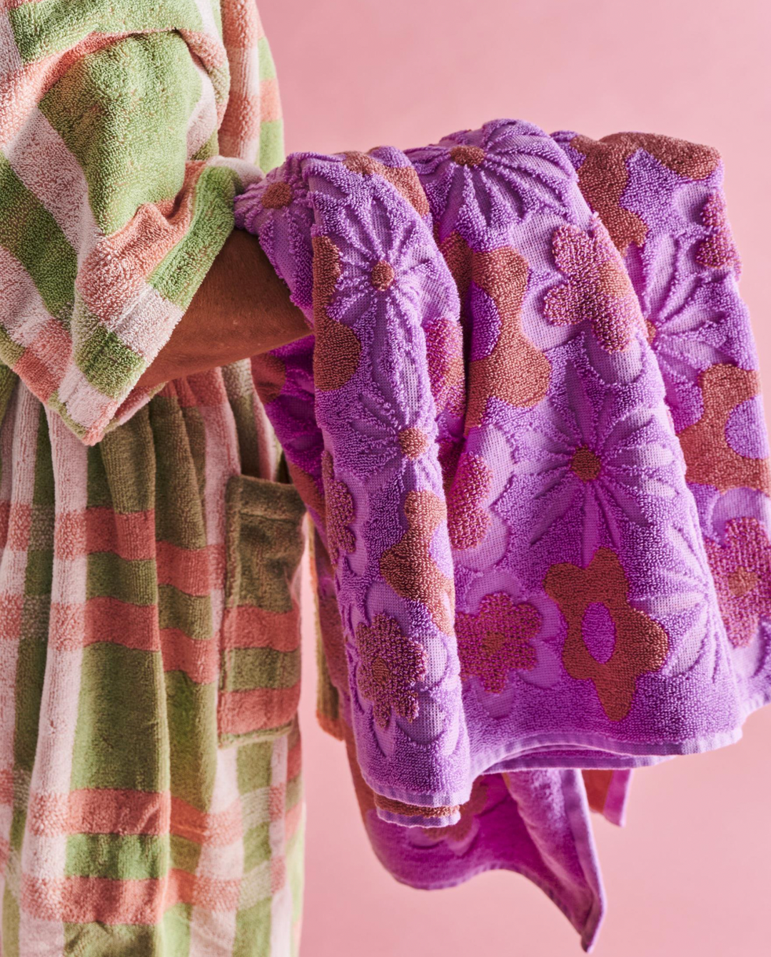 Kip & Co Peach Fleur Terry Bath Towel