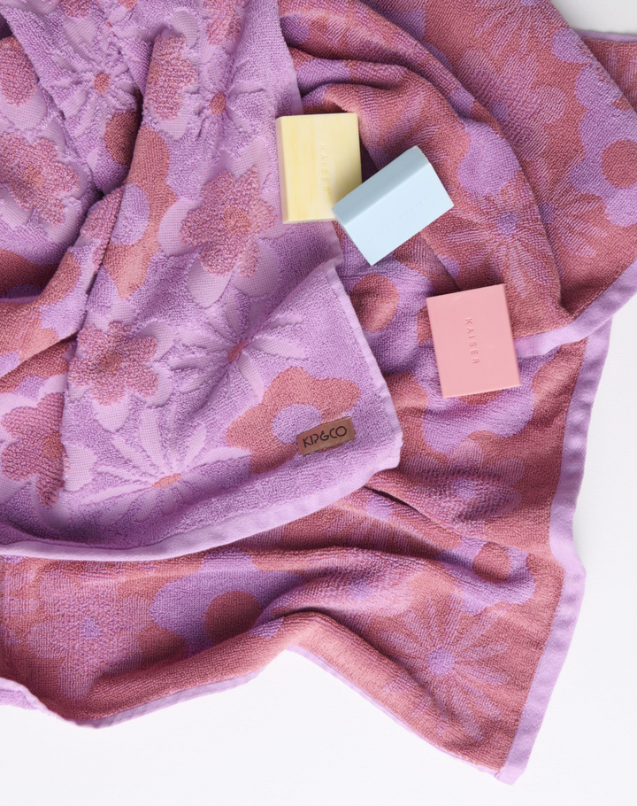 Kip & Co Peach Fleur Terry Bath Towel