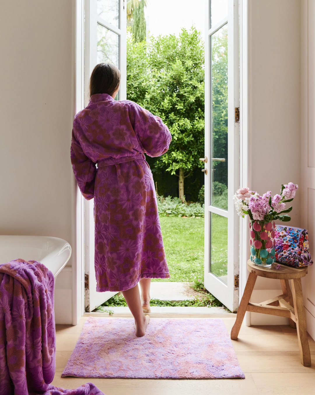 Kip & Co Peach Fleur Terry Bath Towel