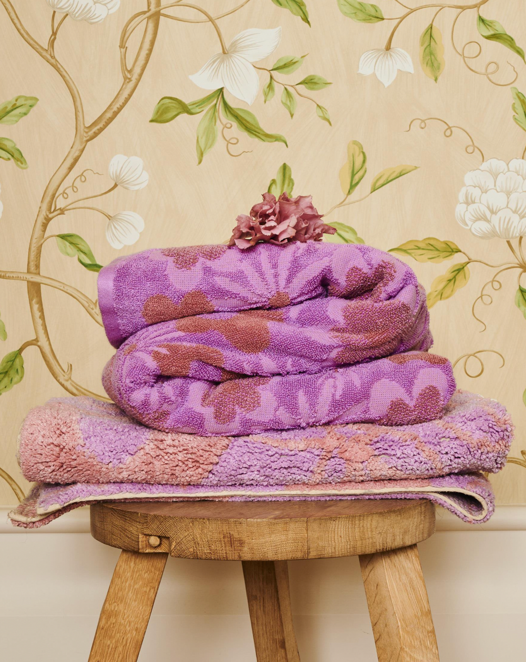 Kip & Co Peach Fleur Terry Bath Towel