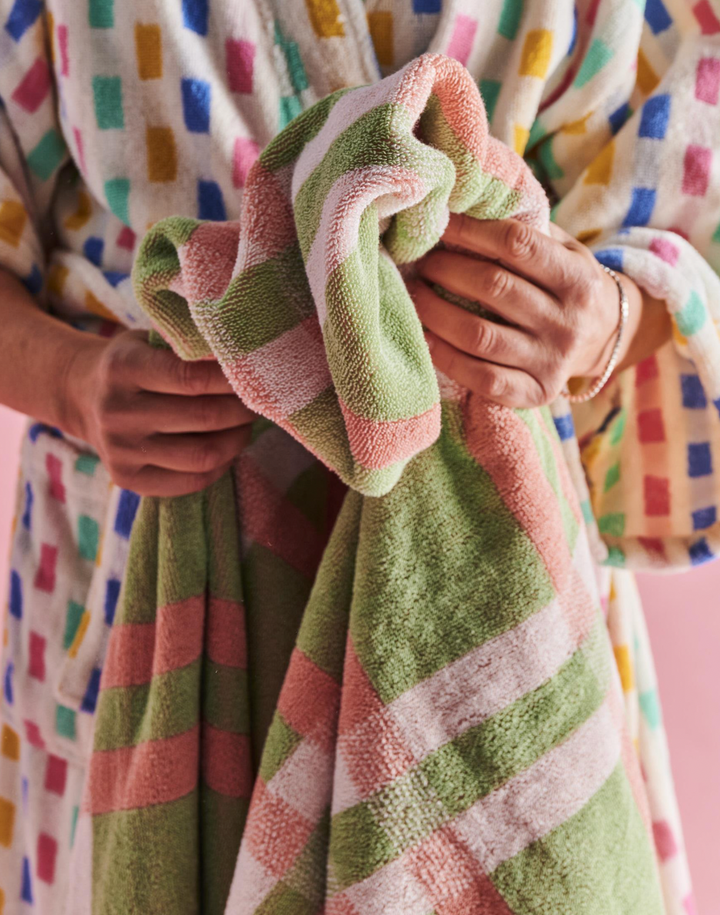 Kip & Co Pistachio Tartan Terry Bath Towel