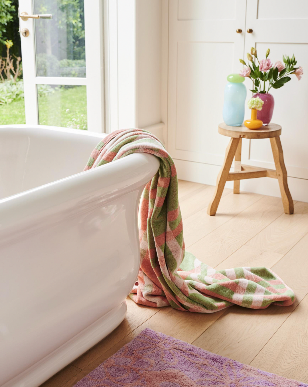 Kip & Co Pistachio Tartan Terry Bath Towel