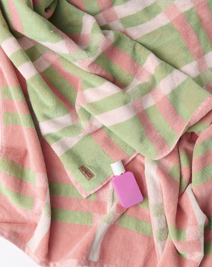 Kip & Co Pistachio Tartan Terry Bath Towel