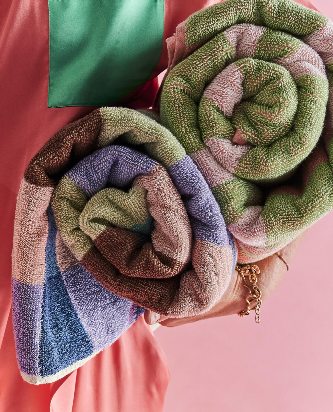Kip & Co Pistachio Tartan Terry Bath Towel