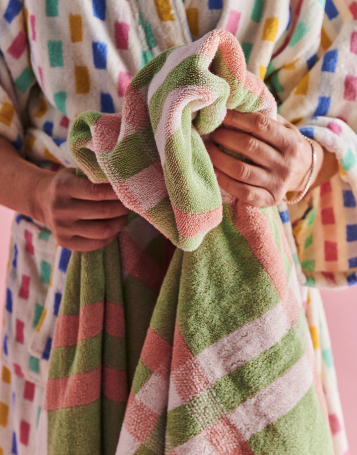 Kip & Co Pistachio Tartan Terry Hand Towel
