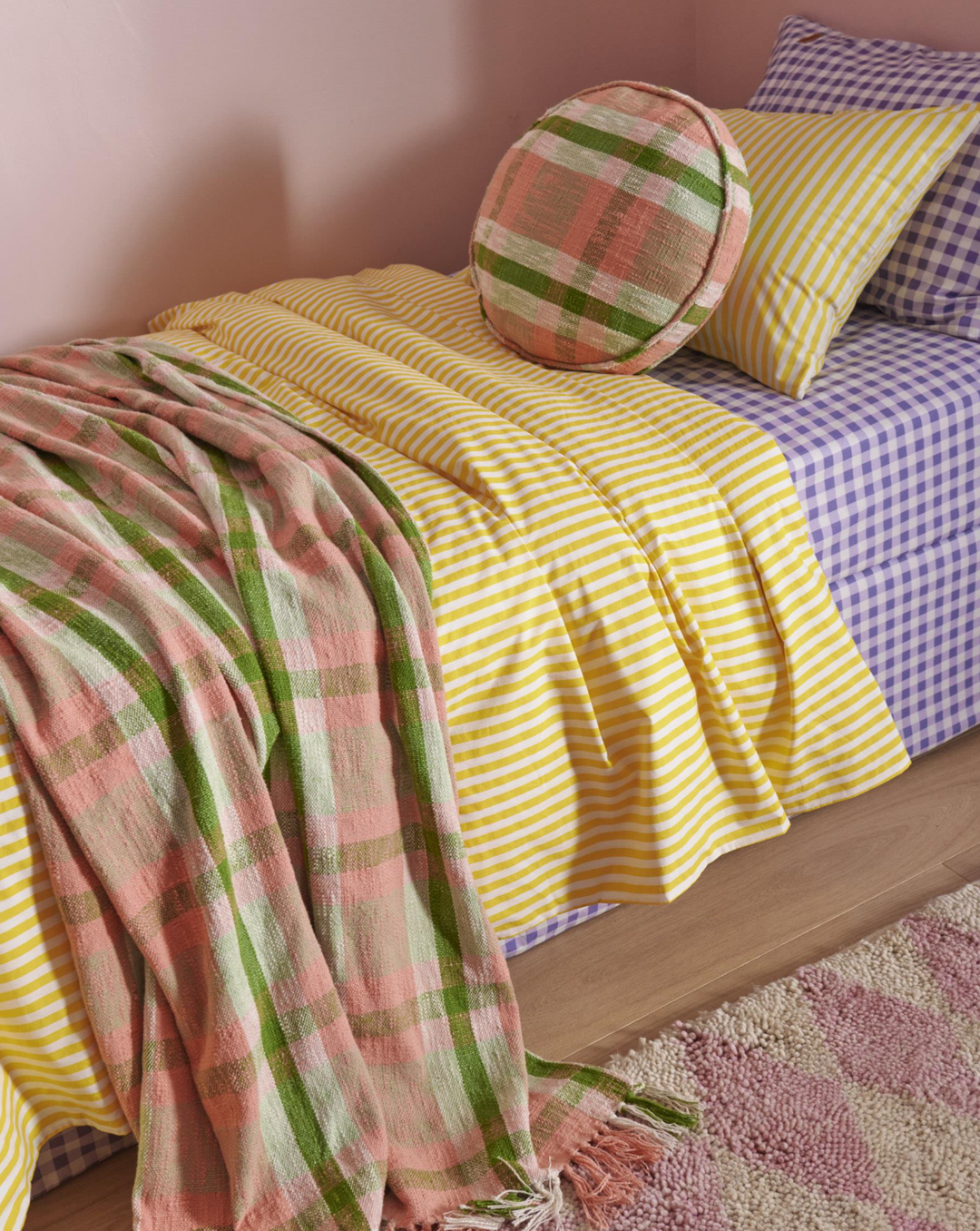 Kip & Co Pistachio Tartan Woven Throw