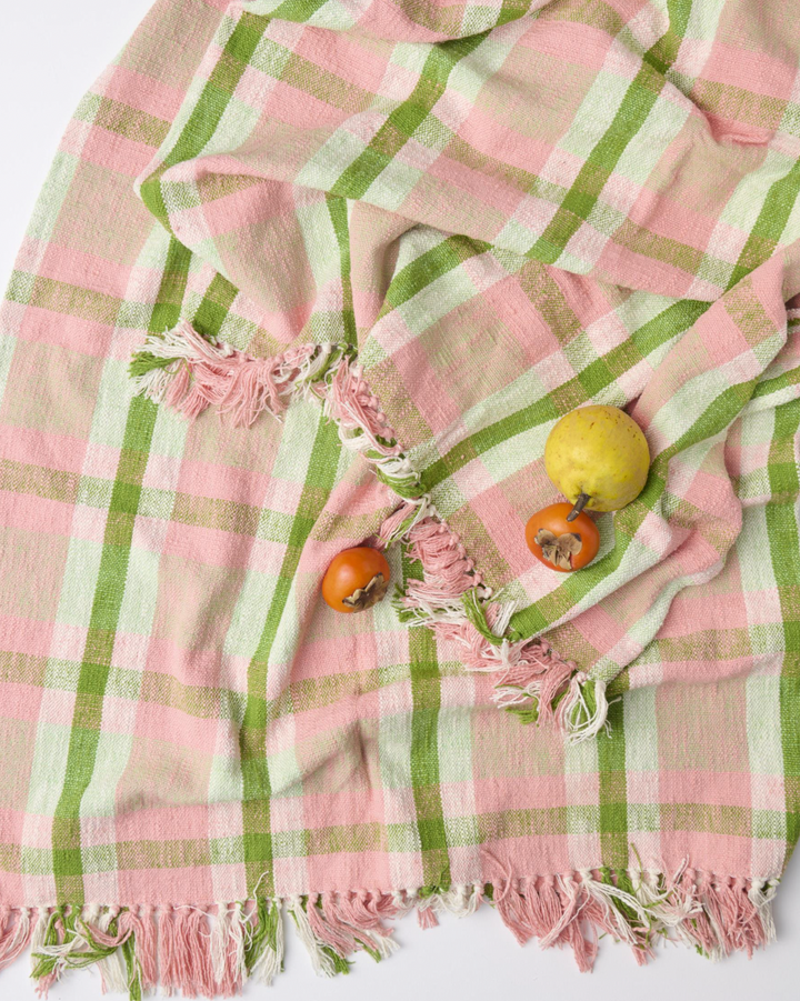 Kip & Co Pistachio Tartan Woven Throw