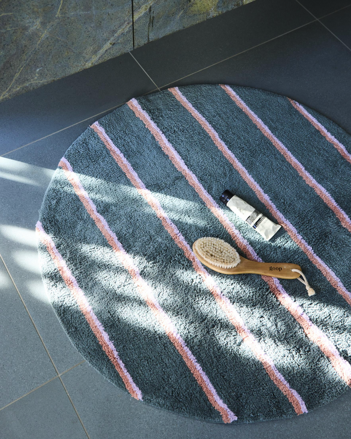 Kip & Co Wakame Crush Stripe Bamboo Round Bath Mat
