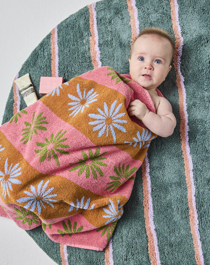 Kip & Co Wakame Crush Stripe Bamboo Round Bath Mat