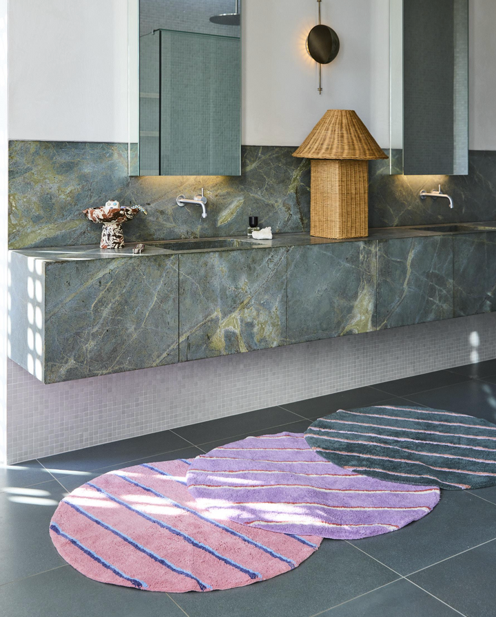 Kip & Co Wakame Crush Stripe Bamboo Round Bath Mat