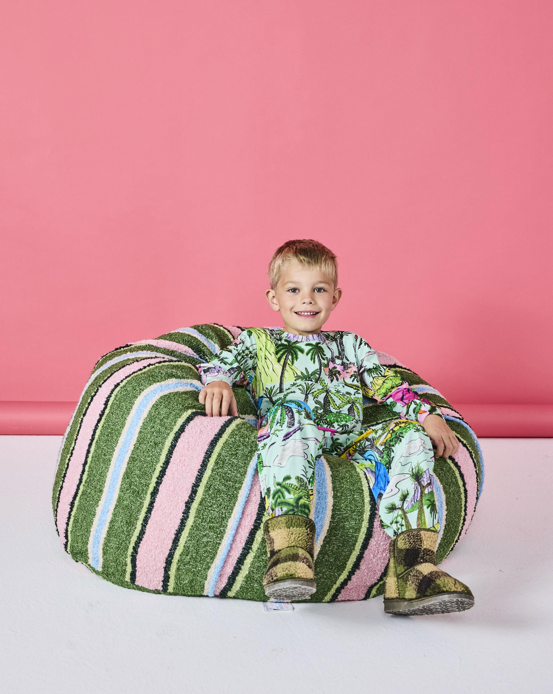 Kip & Co Cactus Stripe Boucle Beanbag