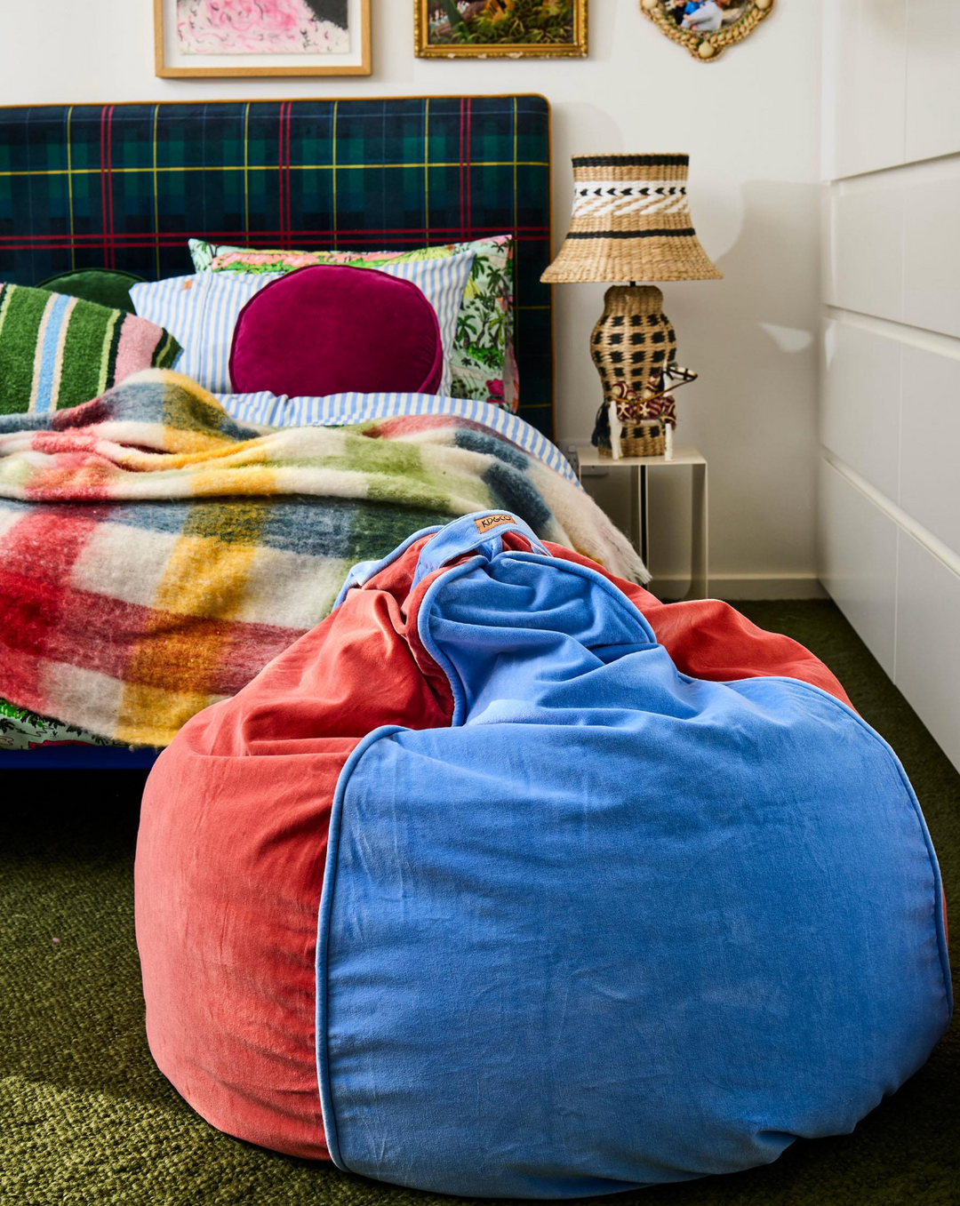 Kip & Co Blue Robin Velvet Beanbag