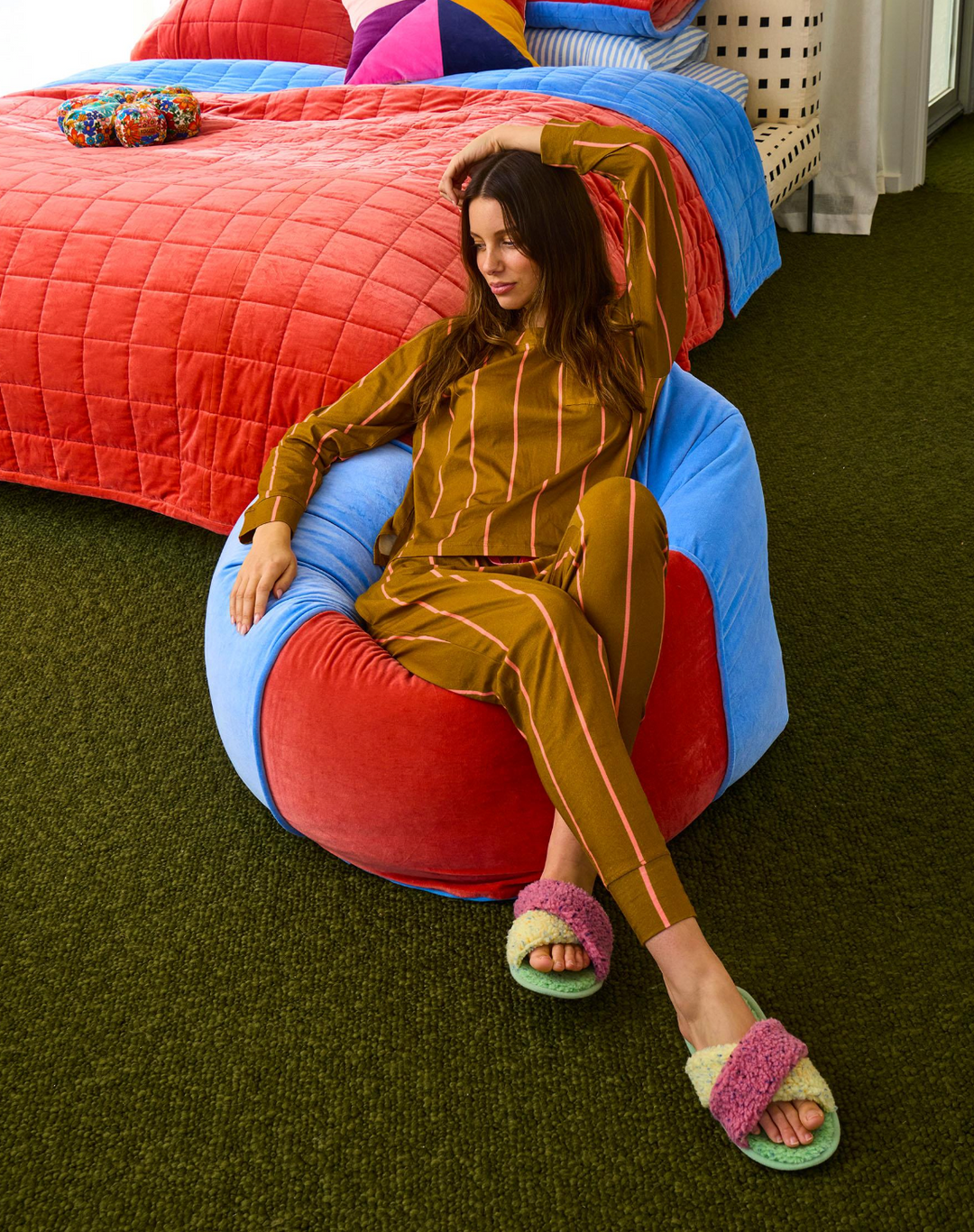 Kip & Co Blue Robin Velvet Beanbag
