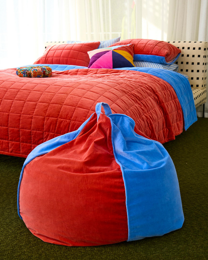 Kip & Co Blue Robin Velvet Beanbag