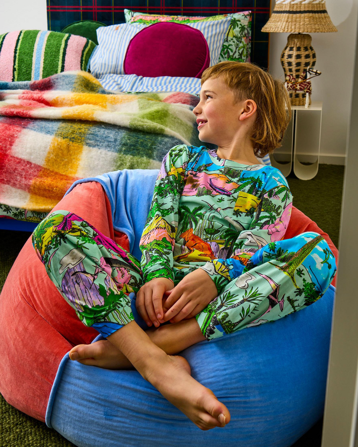 Kip & Co Blue Robin Velvet Beanbag