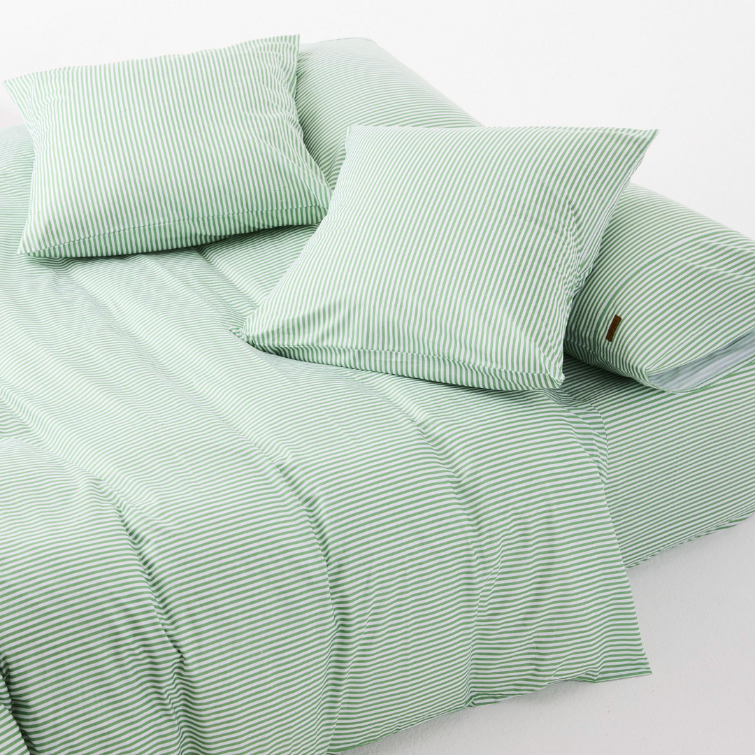 Kip & Co Tarragon Stripe Organic Cotton Fitted Sheet