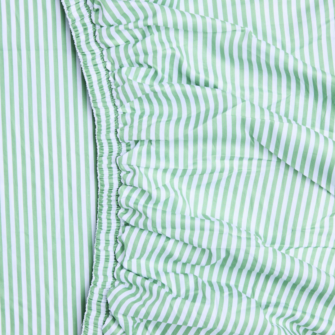 Kip & Co Tarragon Stripe Organic Cotton Fitted Sheet